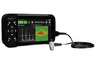 Dakota CMX10-DL ultrasonic thickness gauge with full wave capture, A-scan and B-scan display for corrosion inspection and precision thickness measurement in industrial NDT applications.